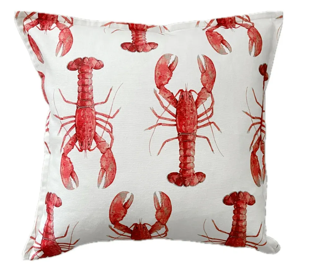 Deko-Kissen Lobster Hummer Korallen-rot weiß