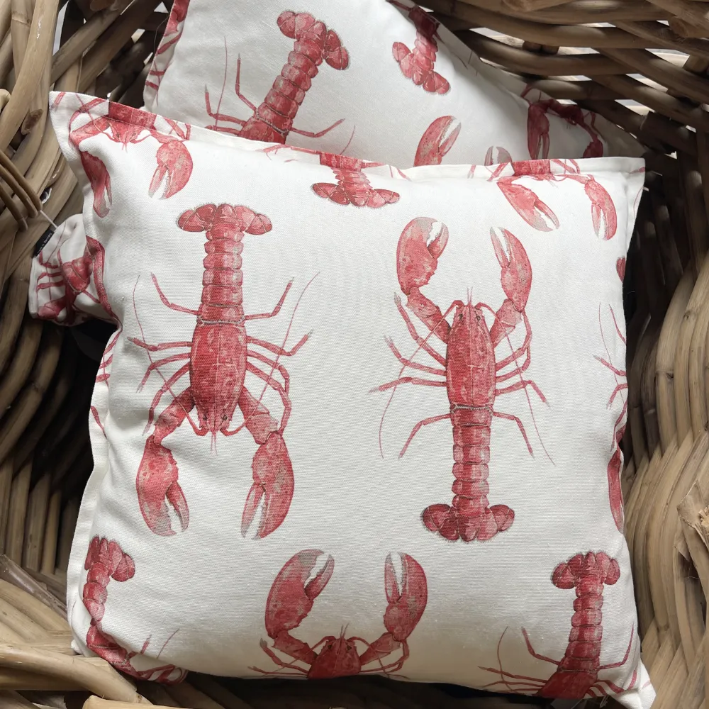 Deko-Kissen Lobster Hummer Korallen-rot weiß – Bild 3