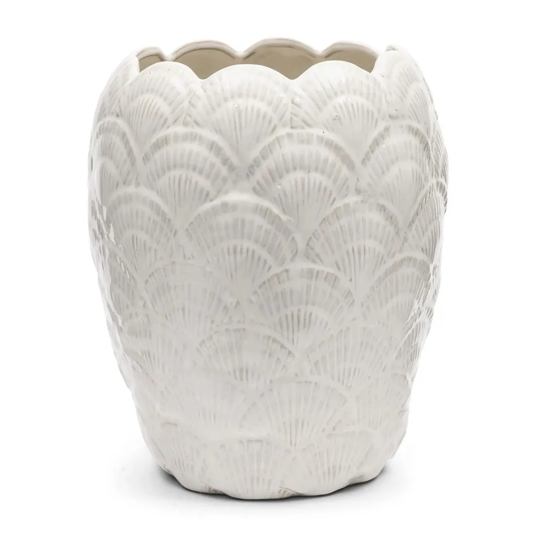 Riviera Maison Blumenvase Vase Shell weiß Muschelvase 30 cm