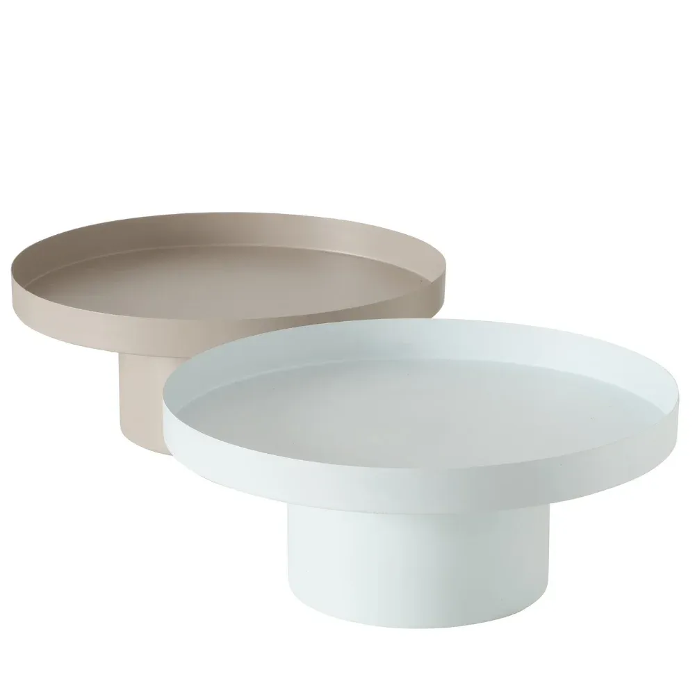 Boltze Deko-Schale Tablett auf Fuß beige taupe 35 cm – Bild 2