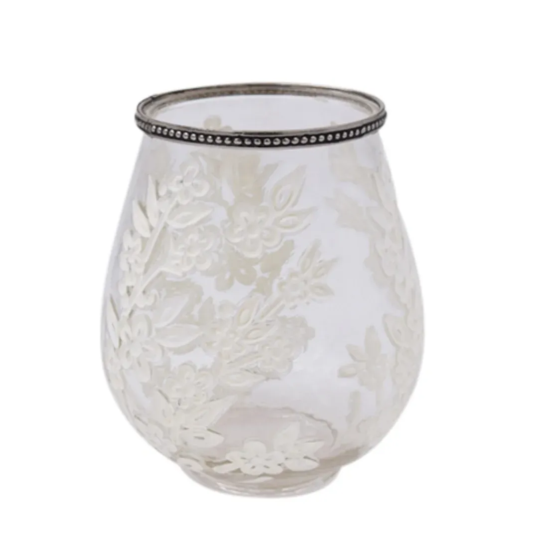 Windlicht Kirschblüte Glas klar weiß Sakura 18 cm