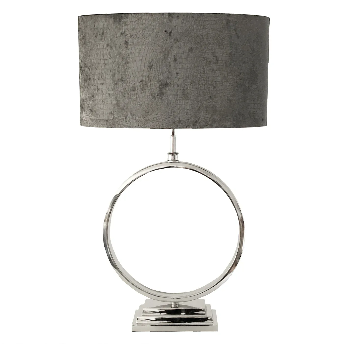 Lampenschirm stone grau Kroko oval 60x30x32 cm XXL