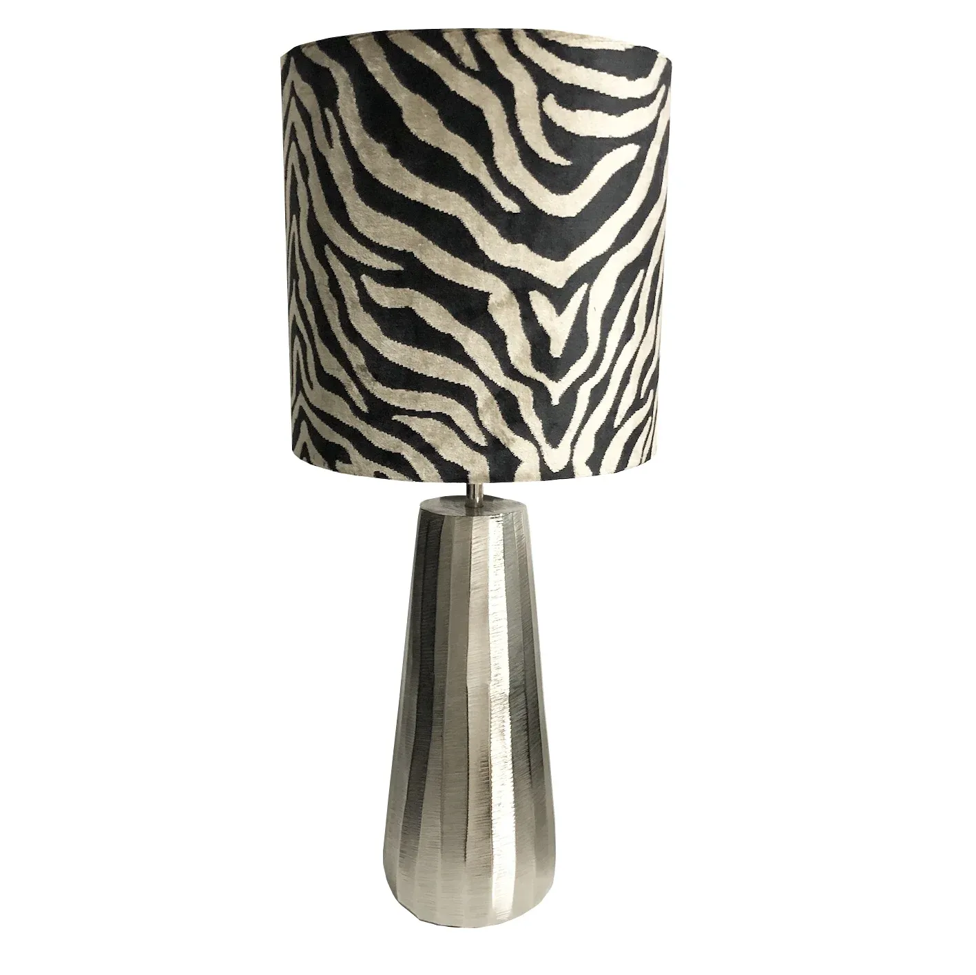 Tischlampe Saley silber mit Lampenschirm Zebra 60 cm