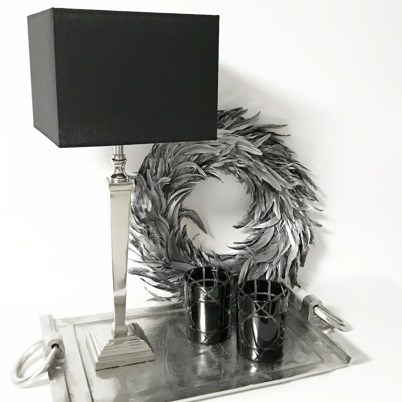 Lampenfuß silber quadratisch Aluminium 40 cm – Bild 2