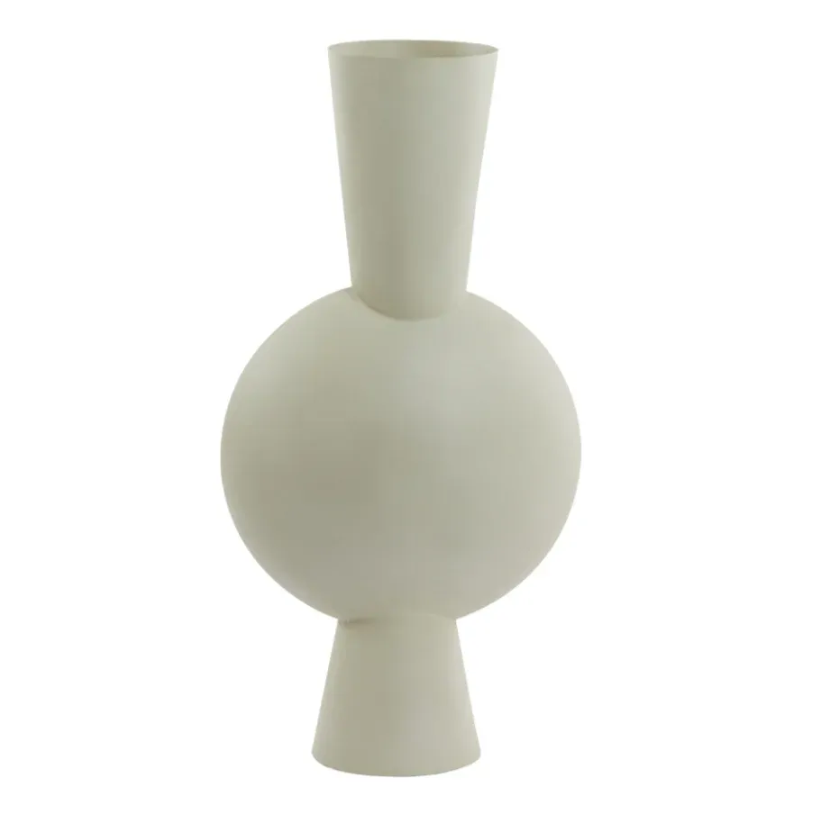 DEKO Vase beige light grey matt Metall oval rund 61 cm