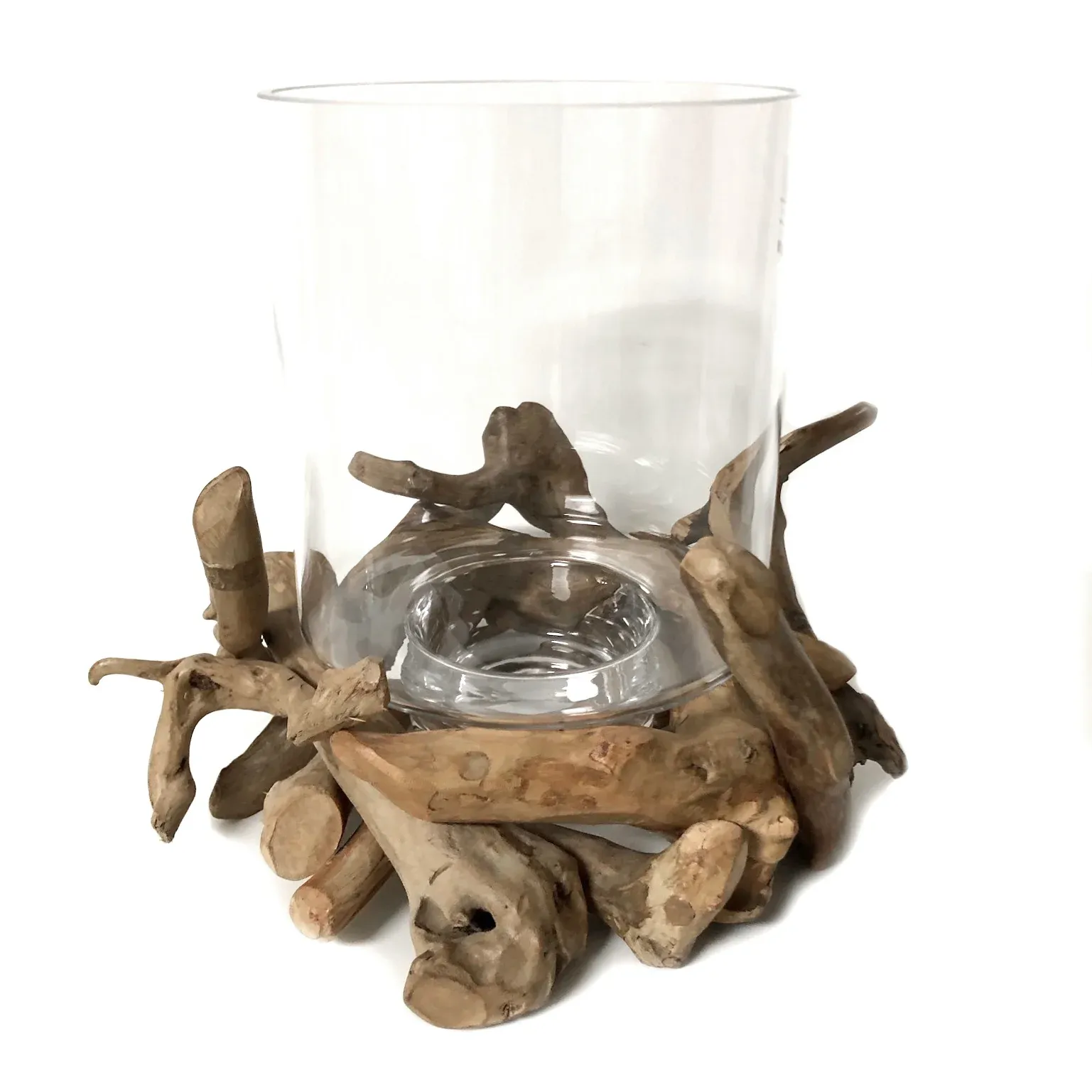 Deko-Vase Treibholz mit Glaseinsatz 41 cm