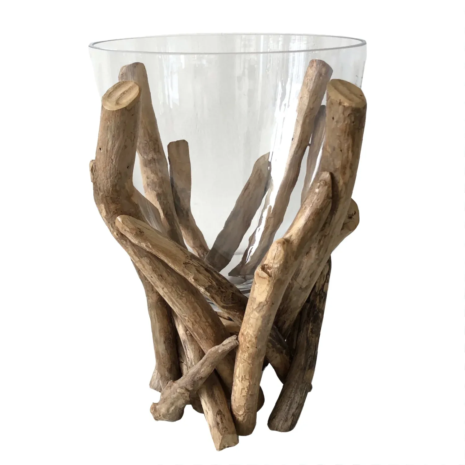 Deko-Vase Treibholz mit Glas 35 cm