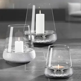 Kerzenhalter Windlicht Keramik Klarglas gehämmert 20 cm – Bild 2