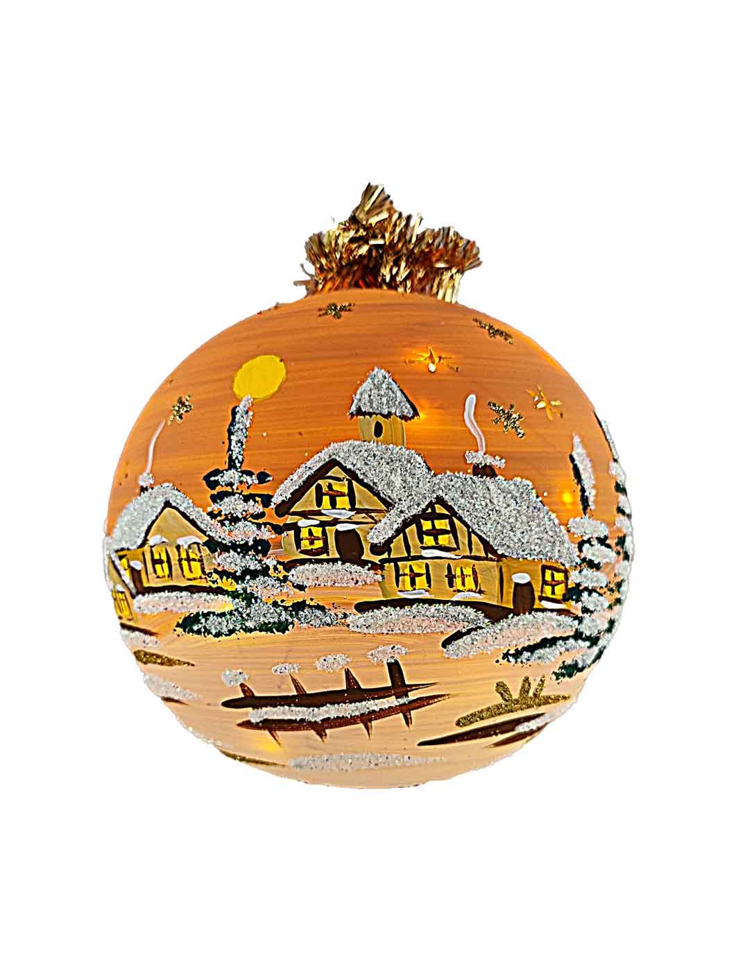 12cm Kugel beleuchtet terracotta
